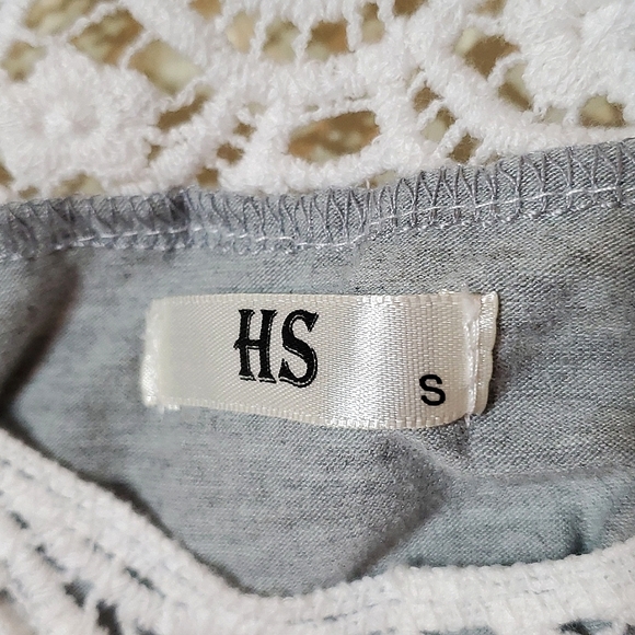 Lace Collar gray comfy short-sleeve Tee shirt HS S - Picture 4 of 7